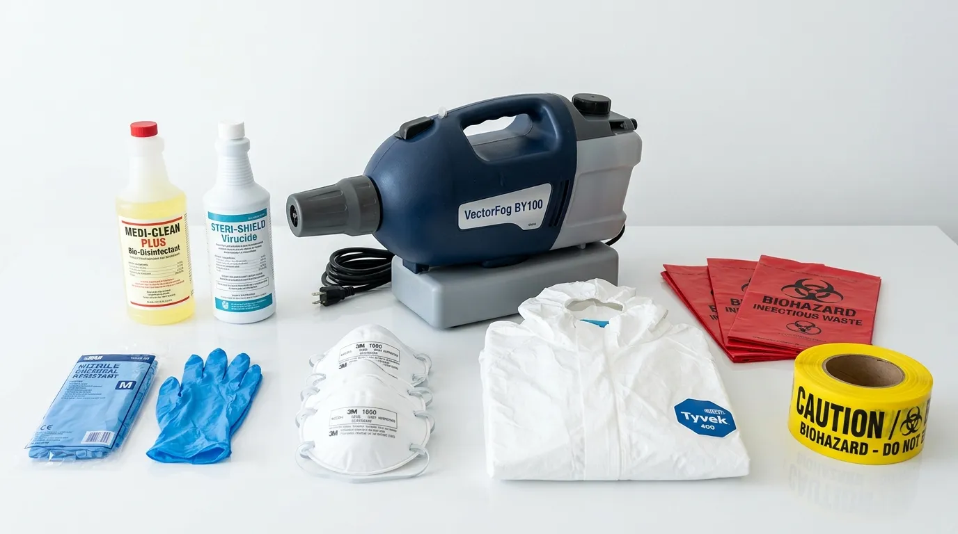 Professional biohazard remediation crew working in North Riverside